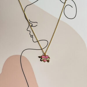 Pink Heart gold chain  pendant